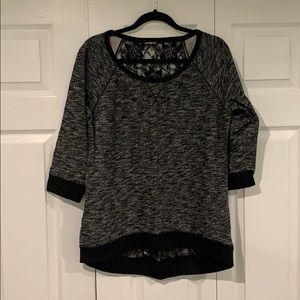 Gray and black lace backed sweater (Express)